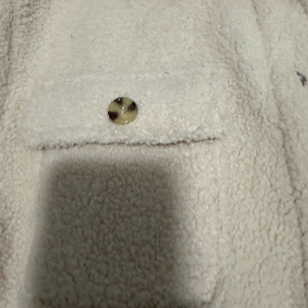 Cream Button-Up Fleece Shacket - Picture 2 of 3
